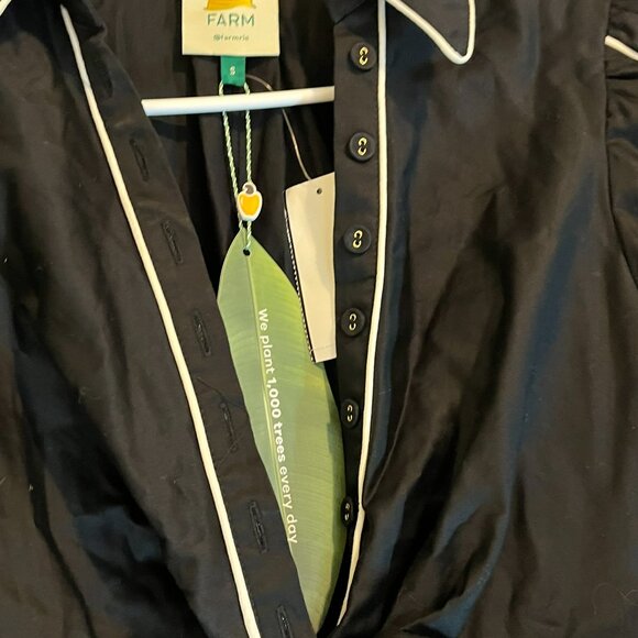 NEW with Tags Farm Rio twisted cotton midi dress in Black and White Size Small - Picture 4 of 10